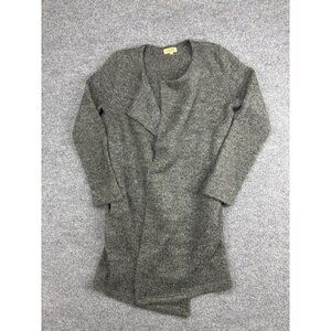 PIKO 1988 Cardigan Sweater Womens Medium Gray Open Front Longline Knit Pockets